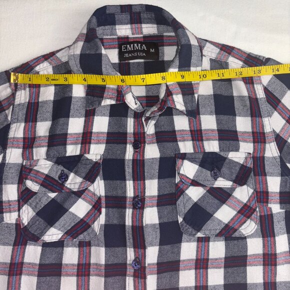 EMMA Jeans USA Navy, White, and Red Plaid Shirt - Size M - Picture 3 of 11